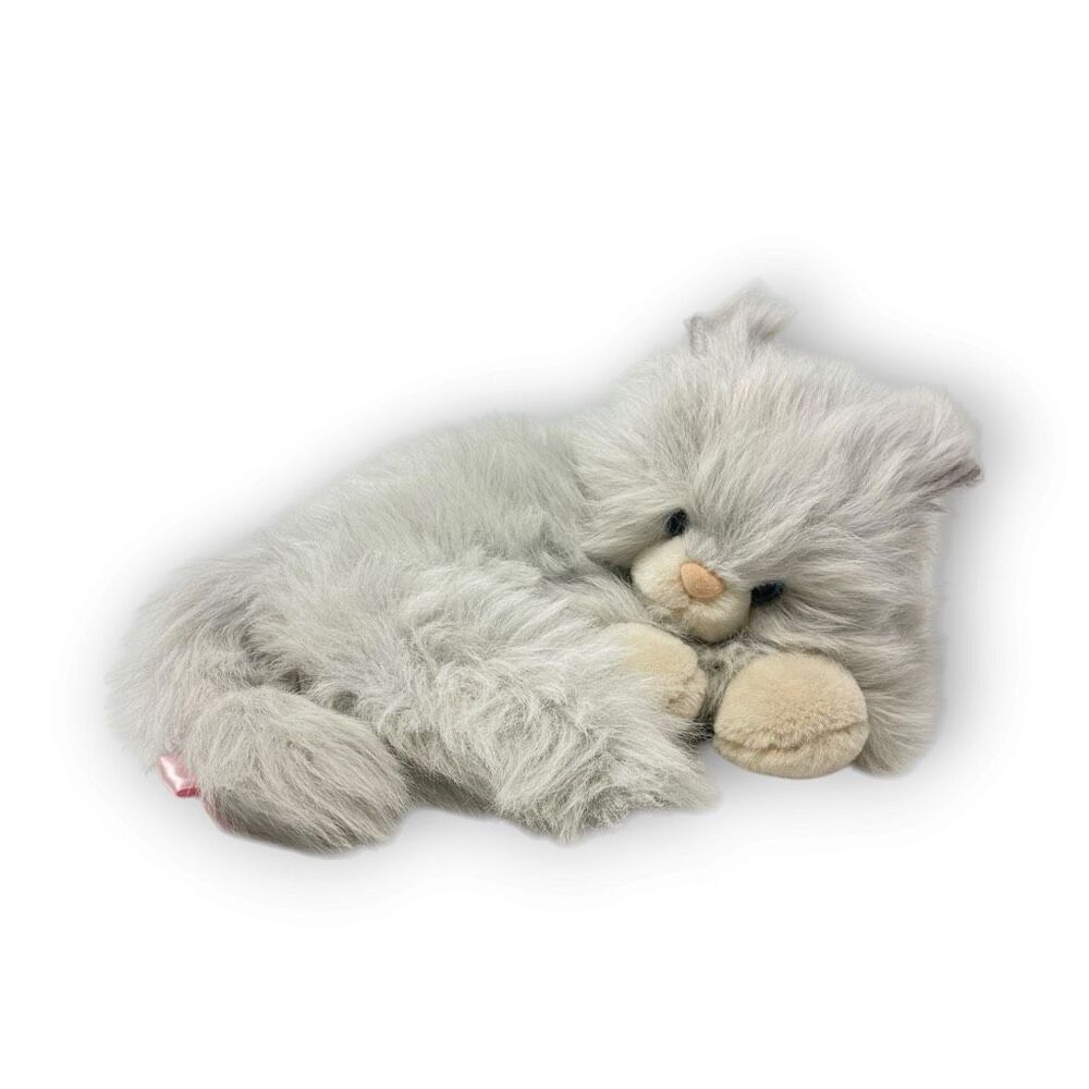 Vintage Realistic Commonwealth Grey Persian Cat Blue Eyes Plush Stuffed Toy